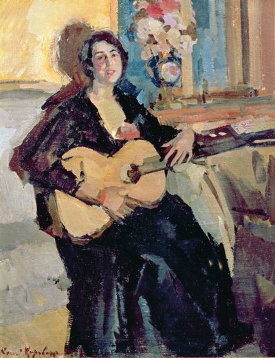 ギターを持つ女性、1911 作： Konstantin Alekseevich Korovin